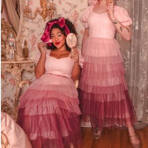 Ivy City Co Blush and Berry Tiered Dress